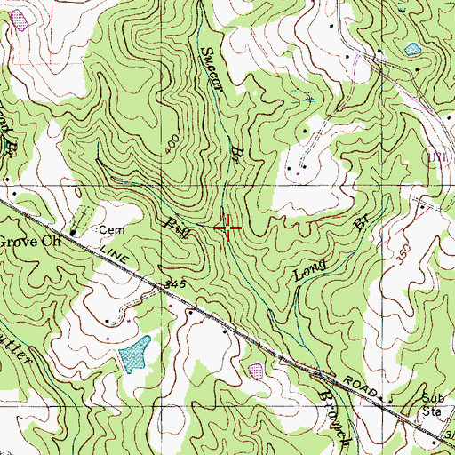 Topographic Map of Succor Branch, NC
