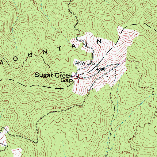 Topographic Map of Sugar Creek Gap, NC