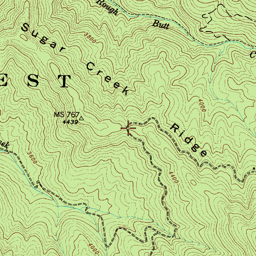 Topographic Map of Sugar Creek Ridge, NC