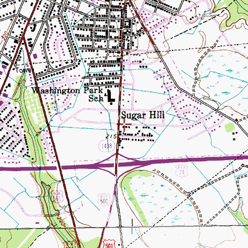 Topographic Map of Sugar Hill, NC