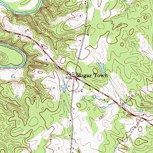 Topographic Map of Sugar Town, NC