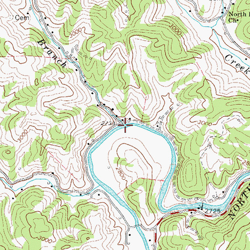 Topographic Map of Sugar Tree Branch, NC