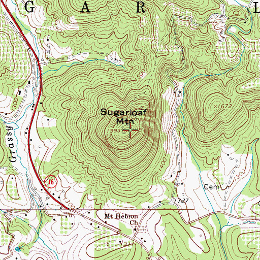Topographic Map of Sugarloaf Mountain, NC