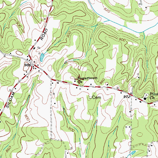 Topographic Map of Sugartown Church, NC