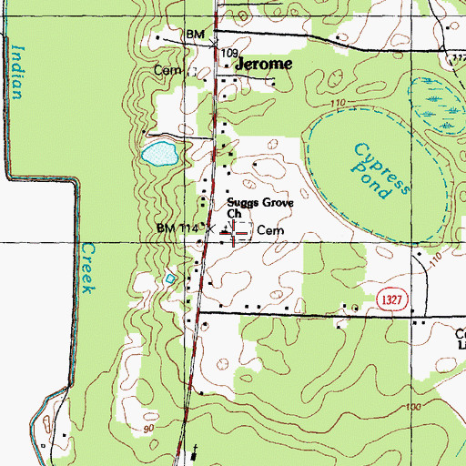 Topographic Map of Suggs Grove Church, NC