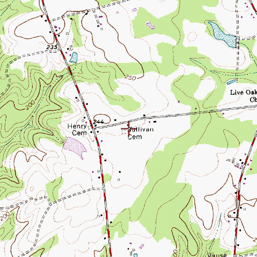 Topographic Map of Sullivan Cemetery, NC