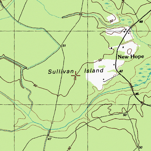 Topographic Map of Sullivan Island, NC