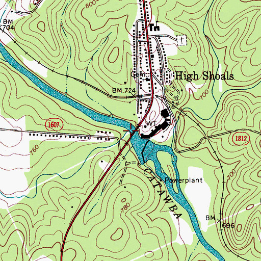 Topographic Map of Sulphur Branch, NC