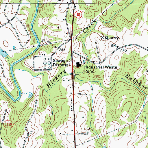 Topographic Map of Sulphur Springs Branch, NC