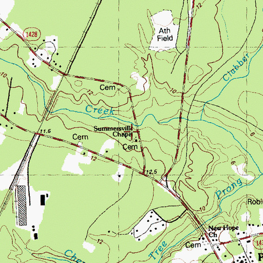 Topographic Map of Summersville Chapel, NC