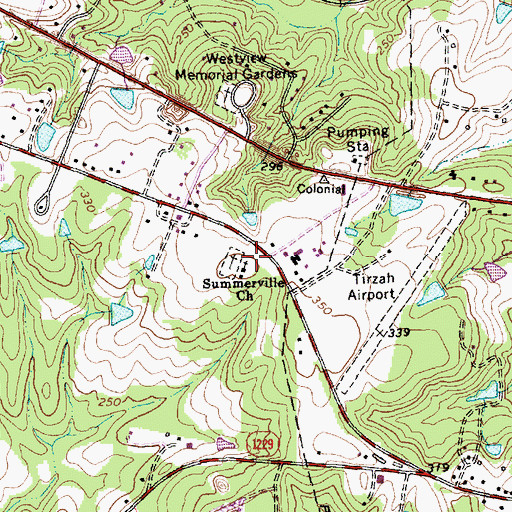 Topographic Map of Summerville Church, NC