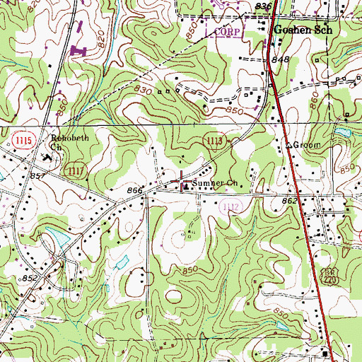 Topographic Map of Sumner Church, NC