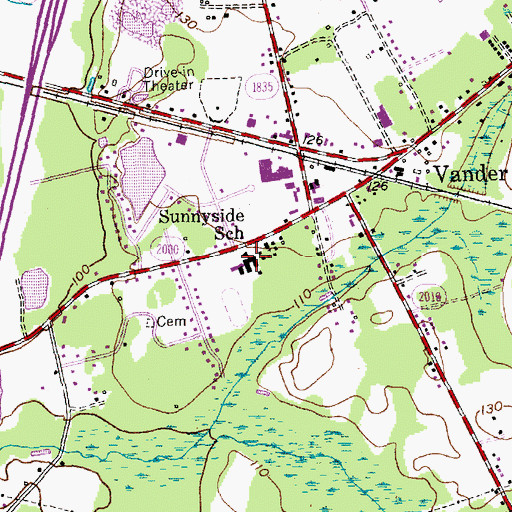 Topographic Map of Sunnyside School, NC