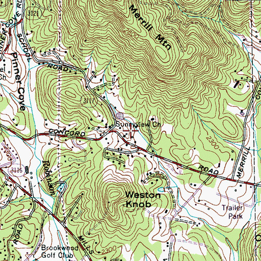 Topographic Map of Sunnyview Church, NC