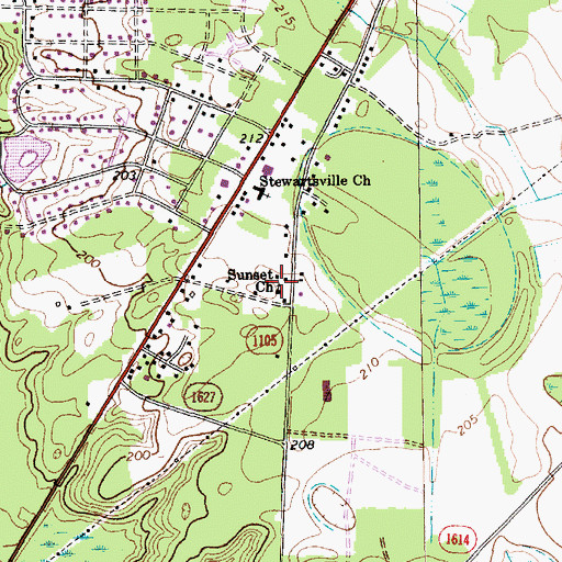 Topographic Map of Sunset Church, NC