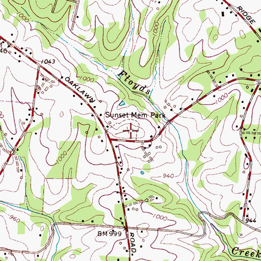 Topographic Map of Sunset Memorial Park, NC