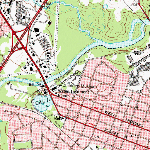 Topographic Map of Sunset Park, NC