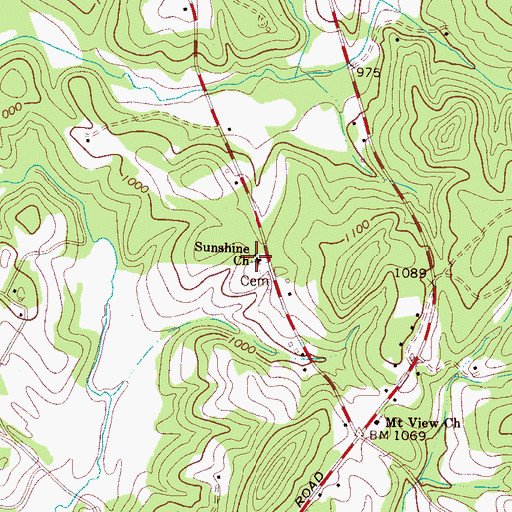 Topographic Map of Sunshine Church, NC