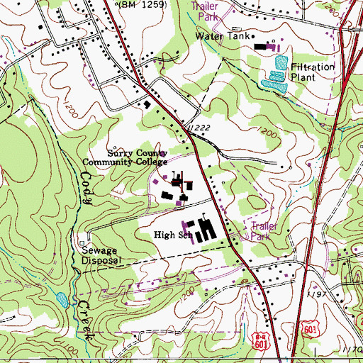 Topographic Map of Surry County Community College, NC
