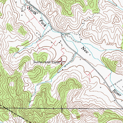 Topographic Map of Sutherland Cemetery, NC
