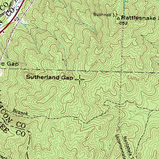 Topographic Map of Sutherland Gap, NC