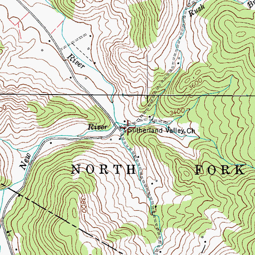 Topographic Map of Sutherland Valley Church, NC