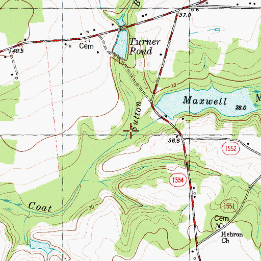 Topographic Map of Sutton Branch, NC