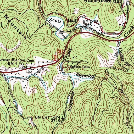 Topographic Map of Sutton Cemetery, NC