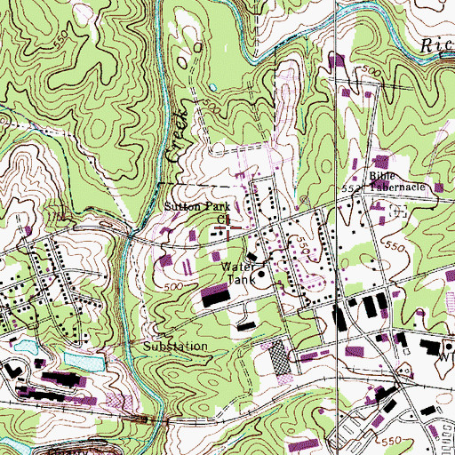 Topographic Map of Sutton Park Church, NC