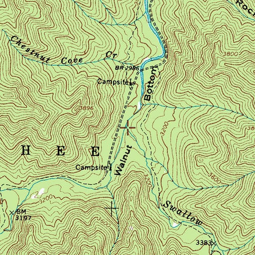 Topographic Map of Swallow Fork, NC