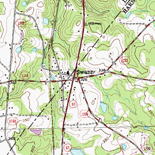 Topographic Map of Swann, NC