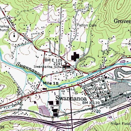 Topographic Map of Swannanoa School, NC