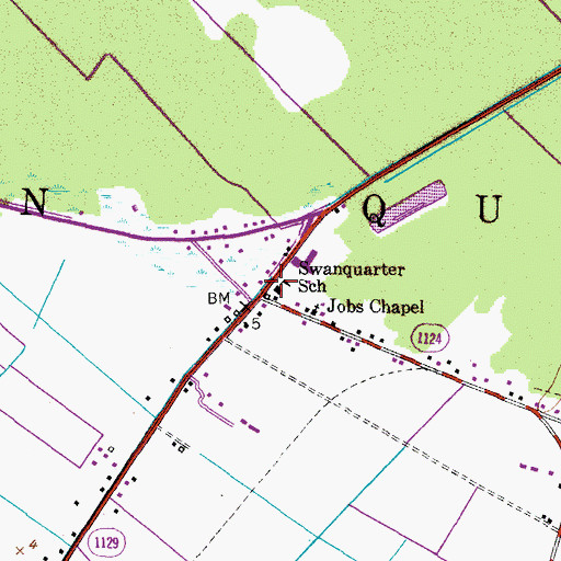 Topographic Map of Swanquarter School, NC