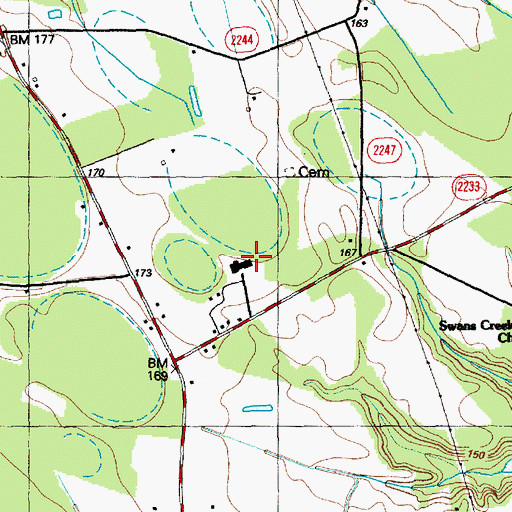 Topographic Map of Swans Creek School, NC