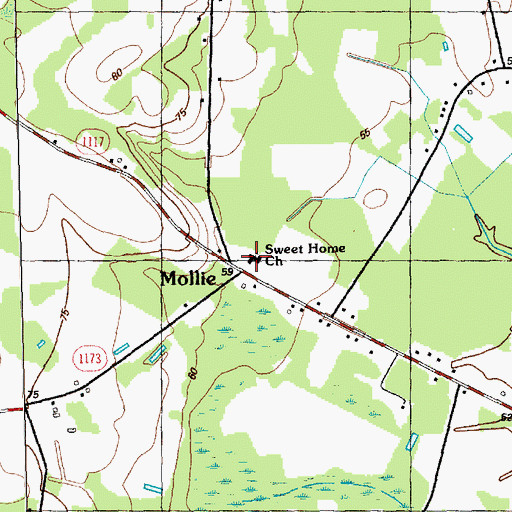 Topographic Map of Sweet Home Church, NC