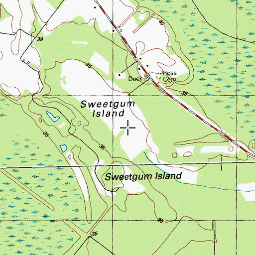 Topographic Map of Sweetgum Island, NC