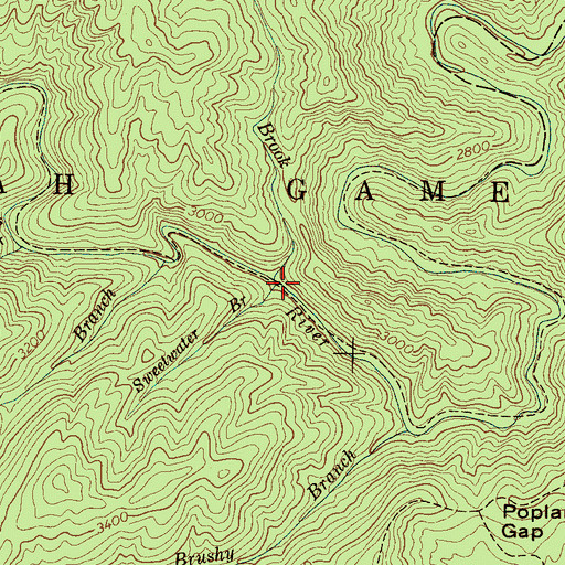 Topographic Map of Sweetwater Branch, NC