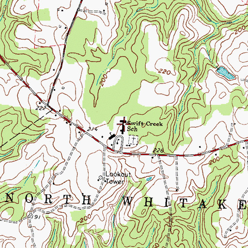 Topographic Map of Swift Creek School, NC