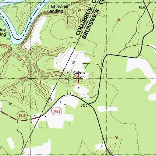 Topographic Map of Sykes Cemetery, NC