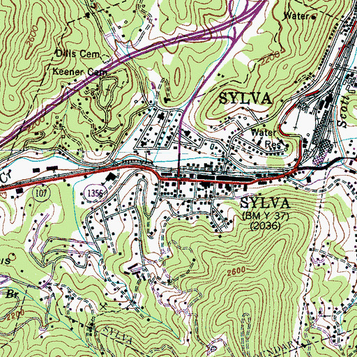 Topographic Map of Sylva, NC