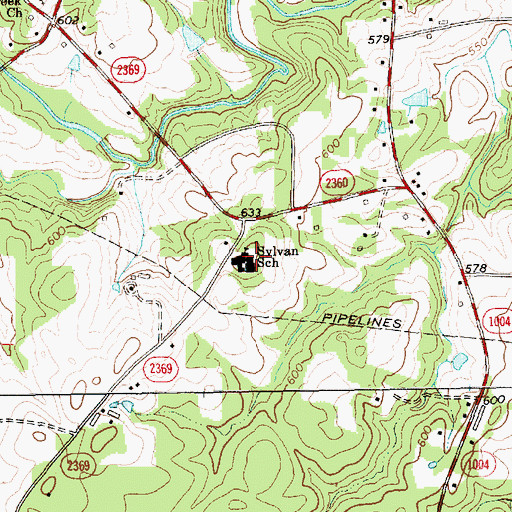 Topographic Map of Sylvan School, NC