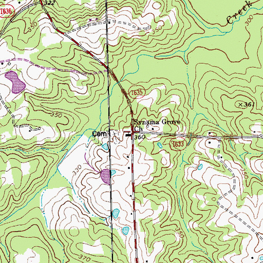 Topographic Map of Synama Grove Church, NC