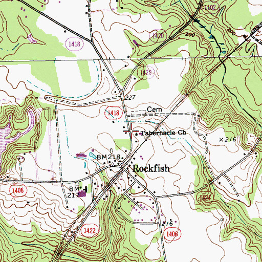 Topographic Map of Tabernacle Church, NC