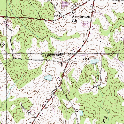 Topographic Map of Tabernacle Church, NC