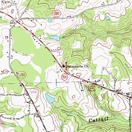 Topographic Map of Baptist Tabernacle Church, NC