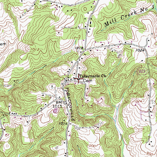 Topographic Map of Tabernacle Church, NC