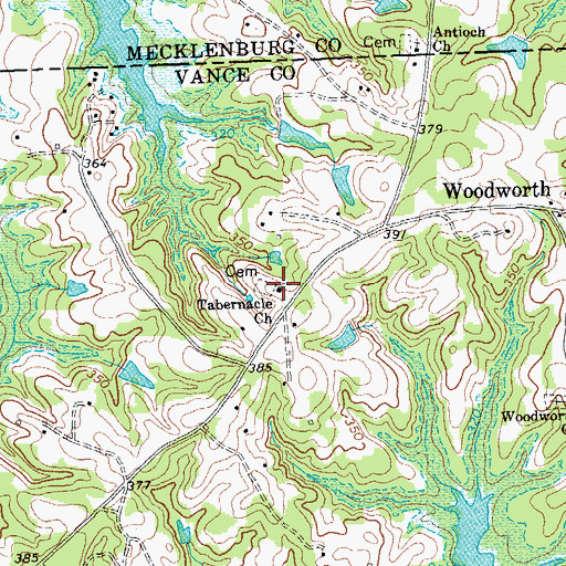 Topographic Map of Tabernacle Church, NC