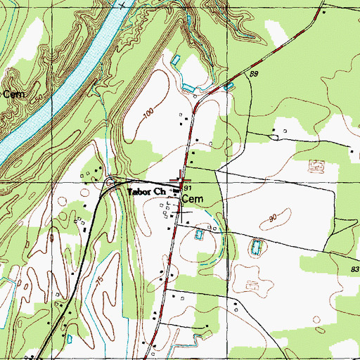Topographic Map of Tabor Church, NC