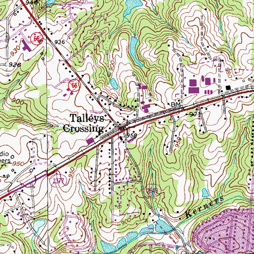 Topographic Map of Talleys Crossing, NC