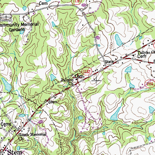 Topographic Map of Tallyho Church, NC